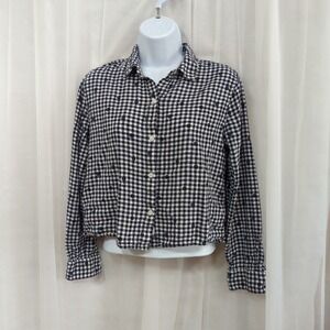 Rails Top Womens Audrey Gingham Polka Dot Blue Button Up Linen Size XS